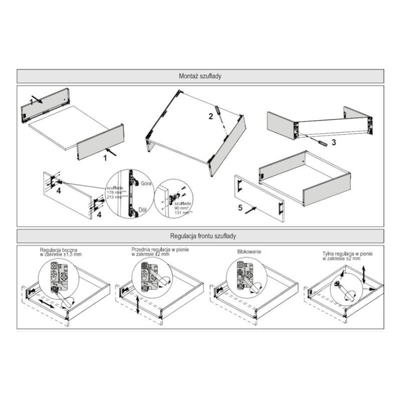 Narzędzia i materiały do montażu szuflad